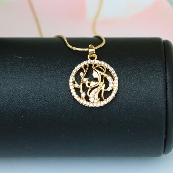 "Elegant Rose Gold Round Pendant with Floral and Woman Silhouette, XPPT1516 - Picture 11 of 12